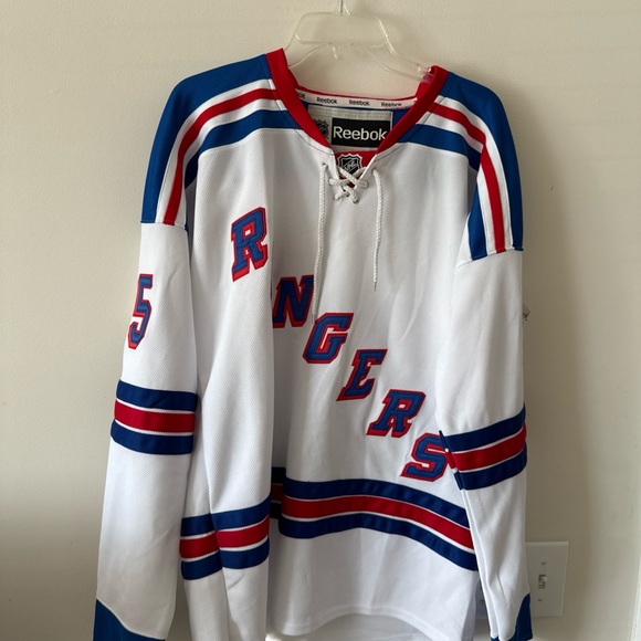 Reebok White and Blue Rangers Jersey
